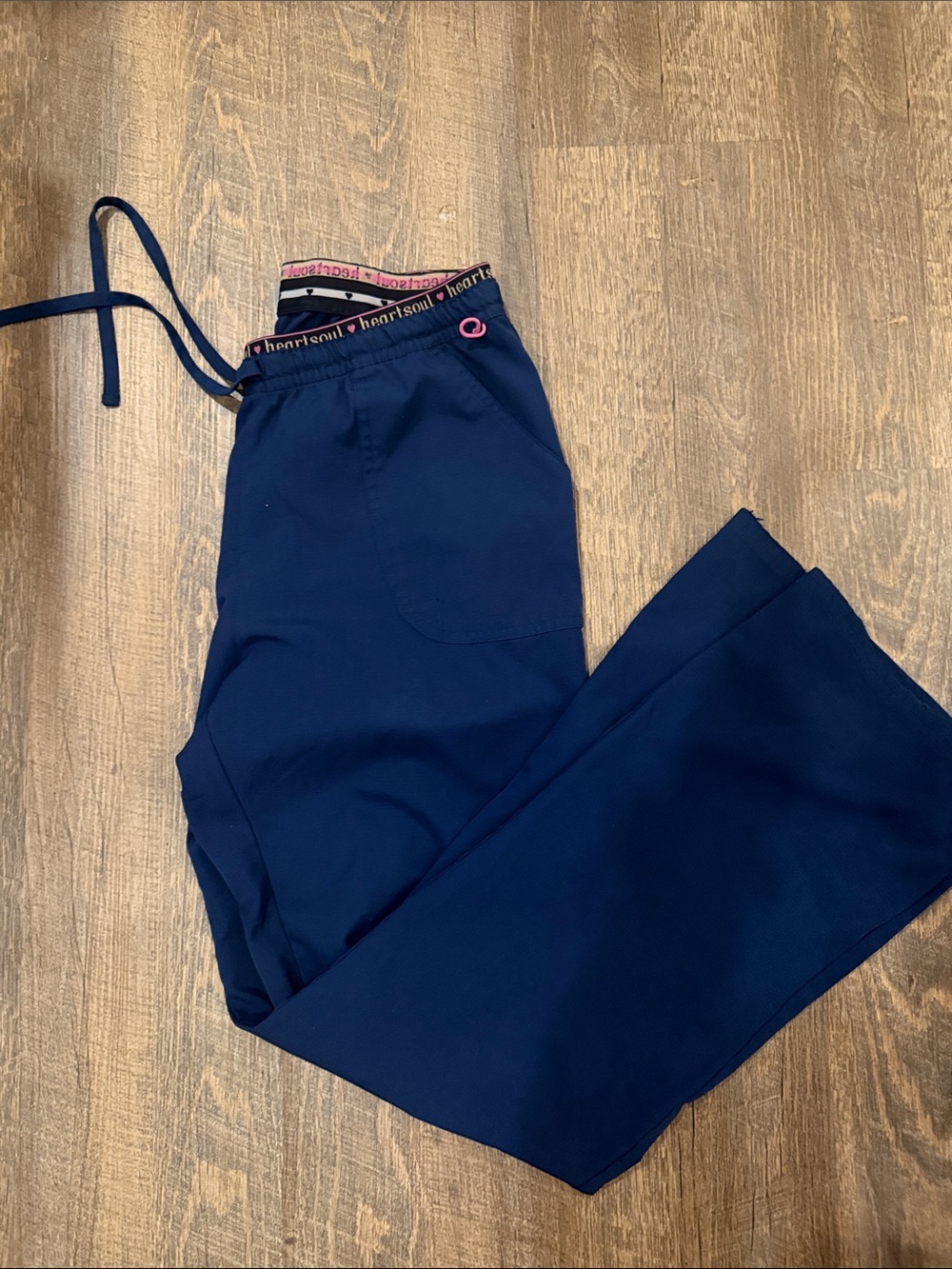 HeartSoul Navy Wide-Leg Scrub Pants with Branded Waistband
